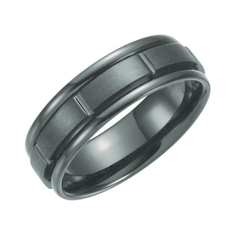 Black Titanium 7mm Grooved Band Size 8