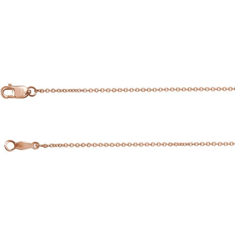 14k Rose Gold 1mm Solid Cable 16" Chain