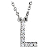 1/10 CTTW Diamond Initial 'L' Necklace in 14k White Gold ( 16 Inch )