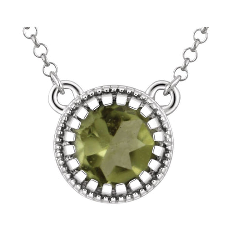 14k White Gold Peridot "August" 18" Birthstone Necklace