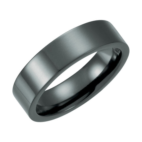 Black Titanium 6mm Flat Polished Band Size 6.5