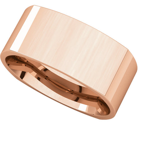 14k Rose Gold 8mm Square Comfort Fit Band, Size 11