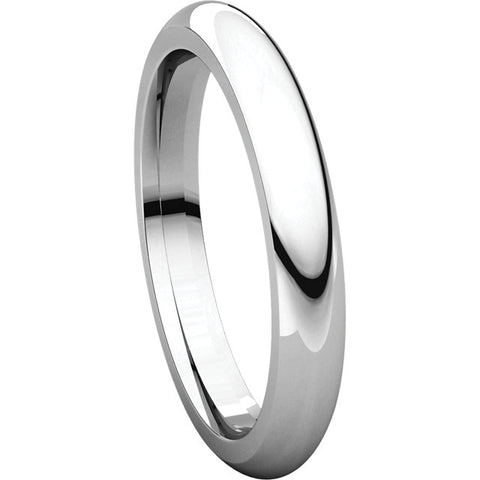 10k White Gold 3mm Comfort Fit Band, Size 6