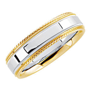 14K White & Yellow Gold 6mm Comfort-Fit Design Band Size 11