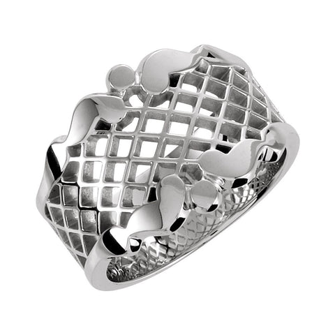 Sterling Silver 14.5mm Latticework Band, Size 7