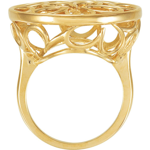 14k Yellow Gold Floral-Inspired Ring, Size 7