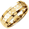 14k Yellow Gold 7.5mm Fancy Carved Comfort-Fit Wedding Band for Men, Size 10.00