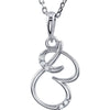 0.03 CTW Diamond 18 Inch Necklace with initial 'B' in Sterling Silver