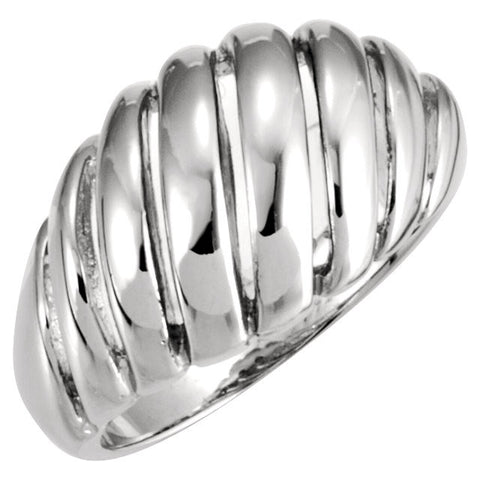 14k White Gold Grooved Ring, Size 6