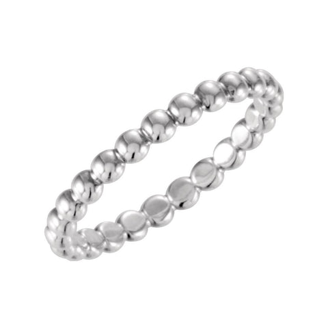 Sterling Silver 2.5mm Beaded Stackable Ring Size 6