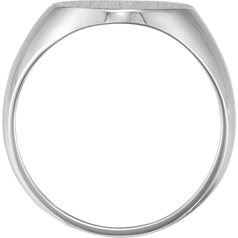 Sterling Silver 14x12mm Solid Oval Men's Signet Ring, Size 11