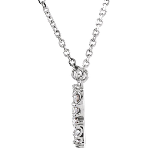 14k White Gold Letter "R" 1/6 CTW Diamond 16" Necklace