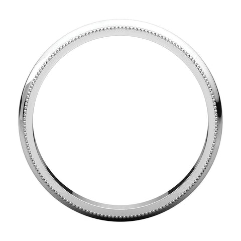 10k White Gold 3mm Milgrain Band, Size 8