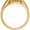 14k Yellow Gold 14mm Men's Signet Ring with Brush Top Finish, Size 11