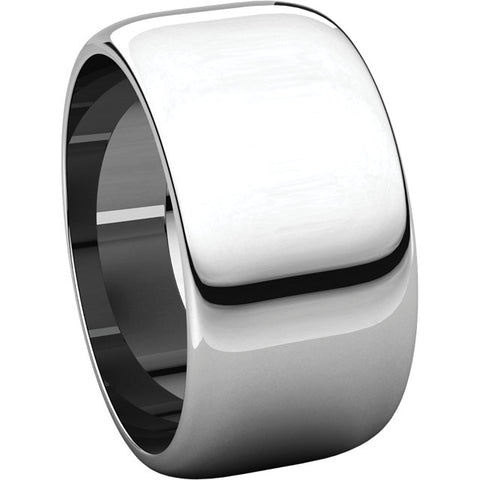 10k White Gold 10mm Half Round Band, Size 12