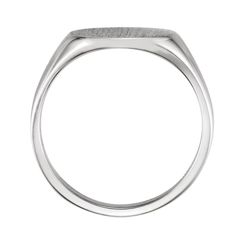 14k White Gold 5545 9x11mm Solid Oval Signet Ring, Size 6