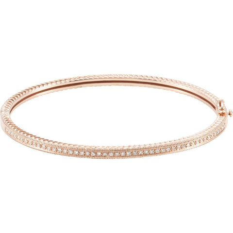 14k Rose Gold 1/3 CTW Diamond Bangle Bracelet