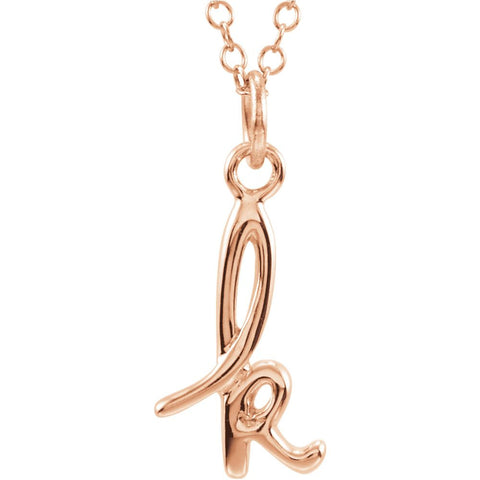 14k Rose Gold Letter "K" Lowercase Script Initial Necklace