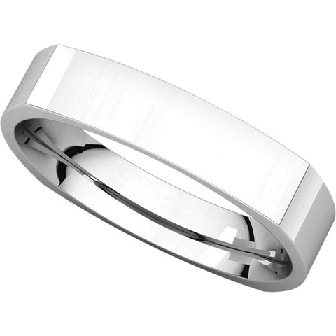 14k White Gold 4mm Square Comfort Fit Band, Size 12