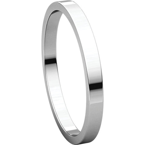 10k White Gold 2mm Flat Band, Size 10