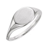 14k White Gold Oval Signet Ring, Size 7