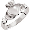 14k White Gold 8.5mm Claddagh Ring for Men, Size 11