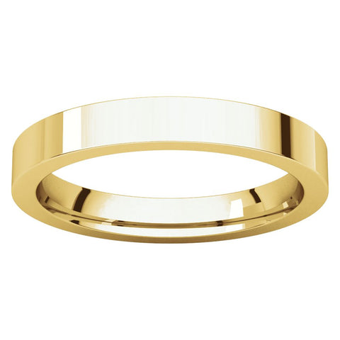 14k Yellow Gold 3mm Flat Comfort Fit Band, Size 8.5