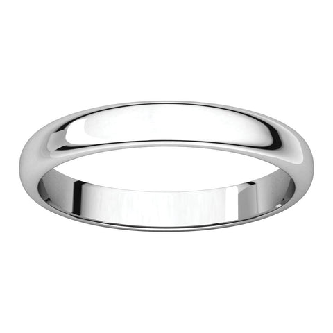 10k White Gold 4mm Half Round Light Band, Size 6.5