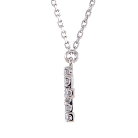 14k White Gold Letter "E" 1/6 CTW Diamond 16" Necklace