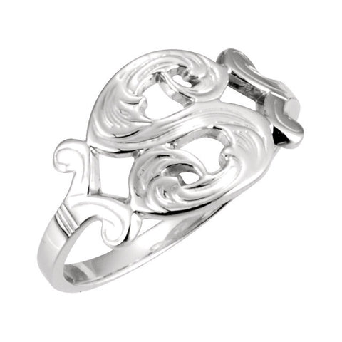 14k White Gold Initial Rings, Size 6