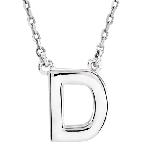 Sterling Silver Letter "D" Block Initial 16" Necklace