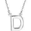 Sterling Silver Block Initial Necklace (Letter 'D' on 16-Inch Chain)