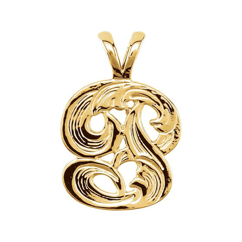 14k Yellow Gold "P" Medium Initial Pendant