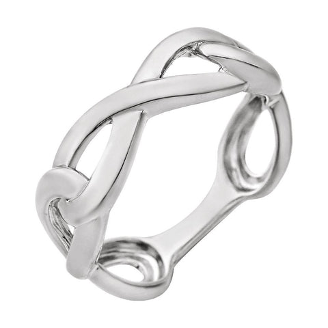 14k White Gold Infinity-Inspired Ring, Size 7