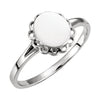 Oval Signet Ring in 14k White Gold ( Size 6 )