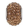 Kera Smoky Topaz Colored Crystal Pave' Bead in Sterling Silver