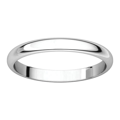 10k White Gold 2.5mm Half Round Band, Size 5.5