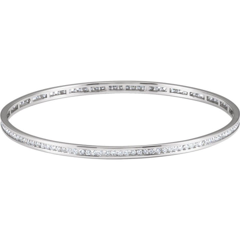 14k White Gold Diamond Stackable Bangle Bracelet