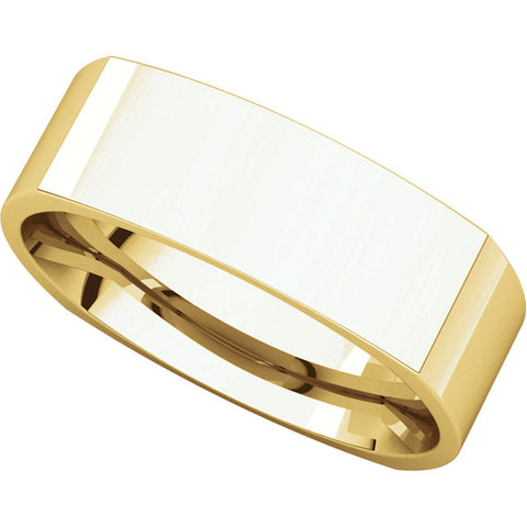 14k Yellow Gold 6mm Square Comfort Fit Band, Size 7