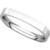 14k White Gold 2.5mm Square Comfort Fit Band, Size 5