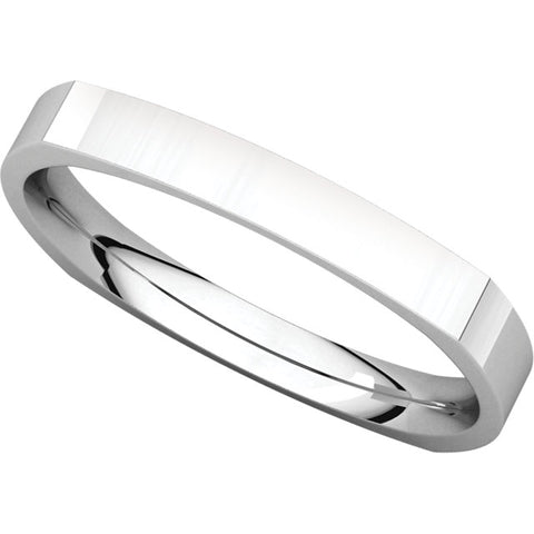 14k White Gold 2.5mm Square Comfort Fit Band, Size 6