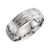 14k White Gold 7mm Grooved Comfort-Fit Wedding Band for Men, Size 10