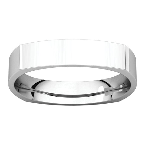 14k White Gold 4mm Square Comfort Fit Band, Size 12