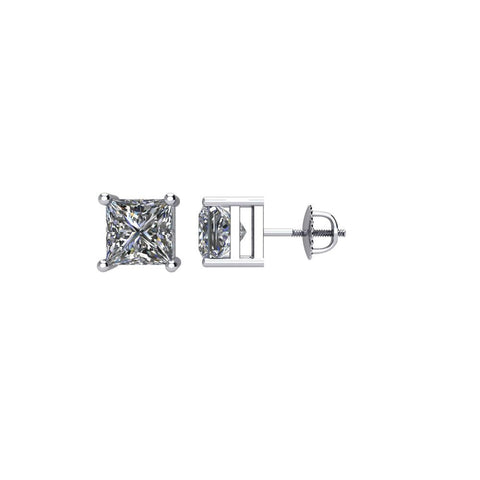 14k White Gold 1 1/2 CTW Diamond Threaded Post Stud Earrings