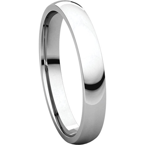 10k White Gold 3mm Light Comfort Fit Band, Size 6.5