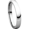 10k White Gold 3mm Light Comfort Fit Band, Size 4