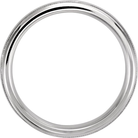 14k White Gold 5mm Half Round Comfort Fit Milgrain Band Size 10