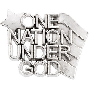 14k White Gold One Nation Under God Lapel Pin