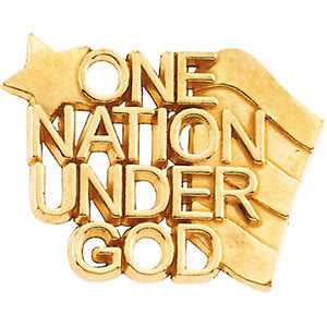 14k White Gold One Nation Under God Lapel Pin