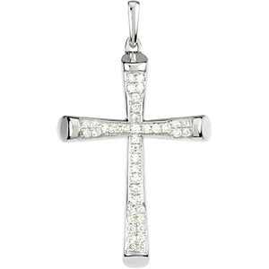 14k White Gold 1/4 CTW Diamond Micro Pavé Cross Pendant